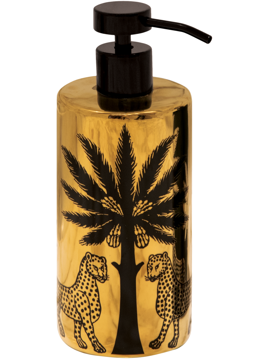 Ceramic Gold & Black Bottle with 500ml Liquid Soap Refill Florio 