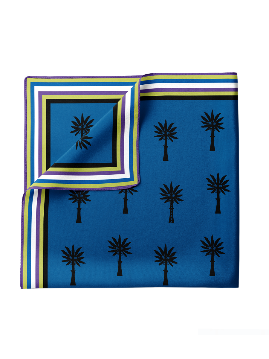 Blue Palm Pocket Square 33x33cm