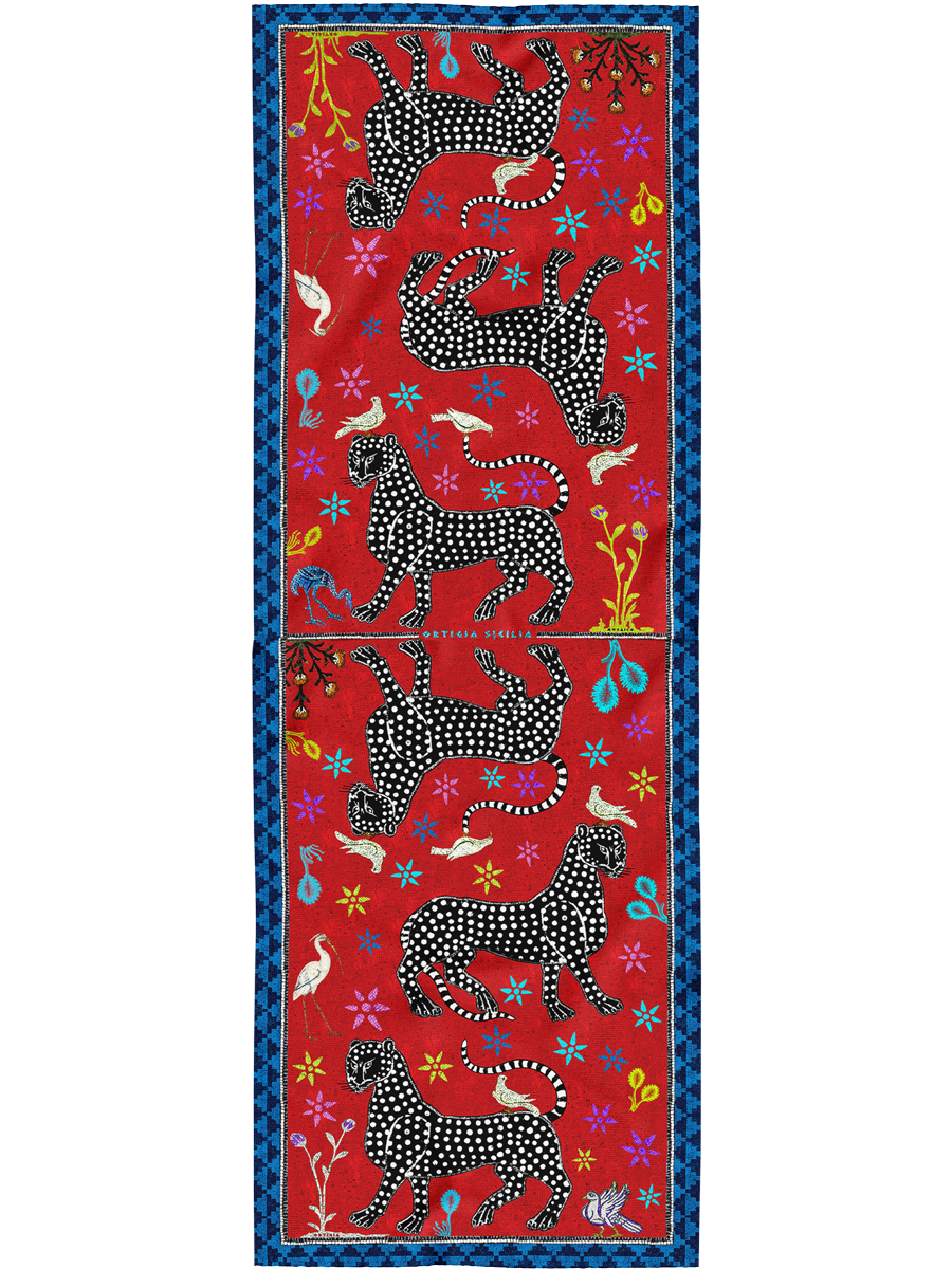 Ocelot Sciarpa di Cashmere Rosso Negativo 200x70cm