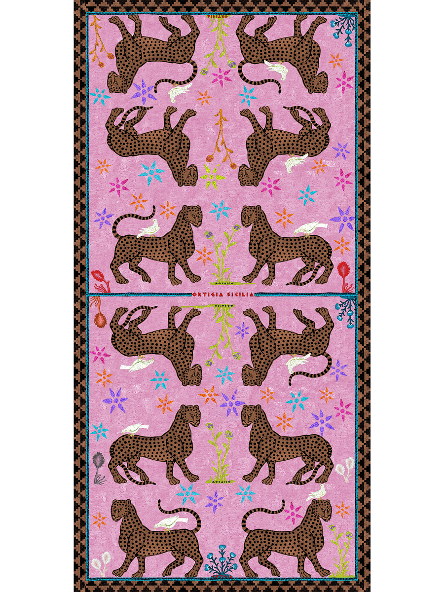 Mosaico Sciarpa di Seta Rosa 200x100cm