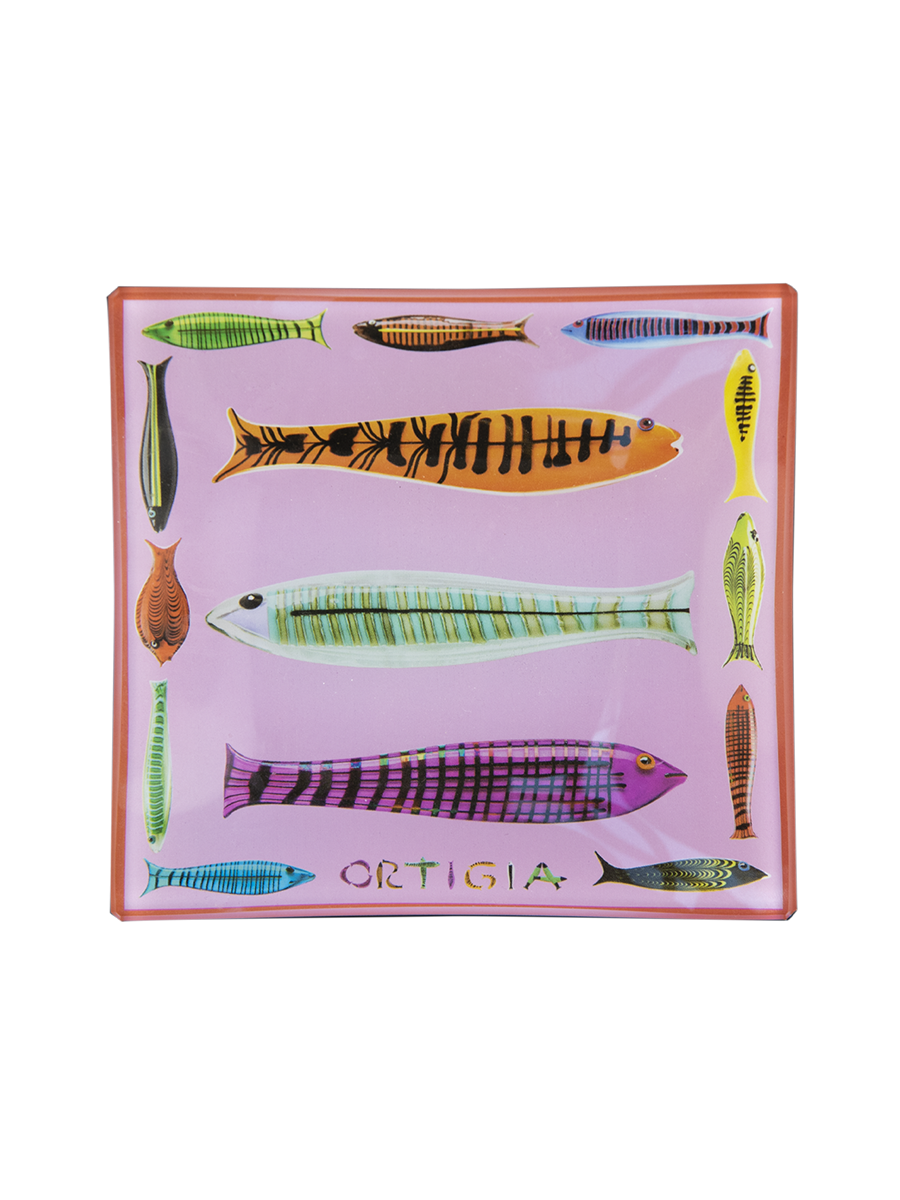 Glass Plate Fishy Pink 11 x 11cm