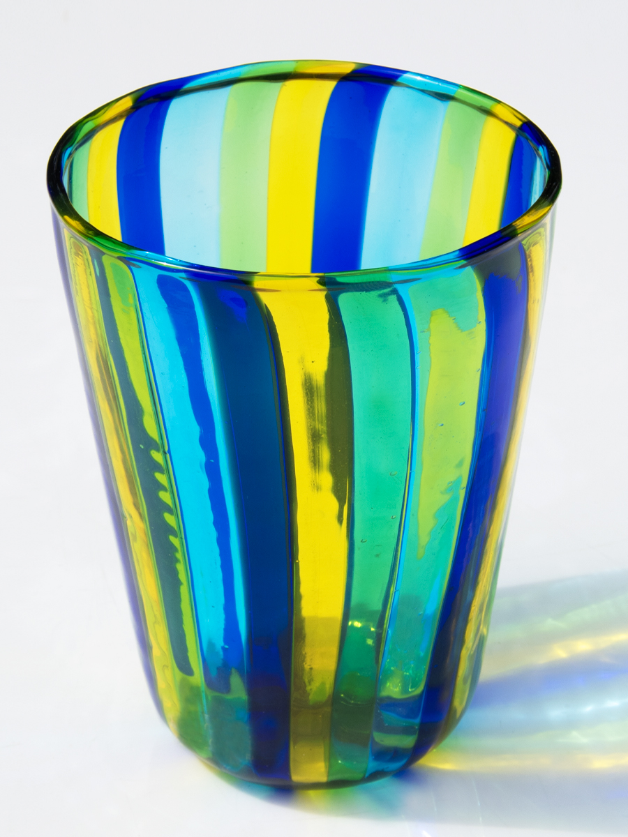 Bicchiere Murano Blu, Giallo, Verde & Celeste
