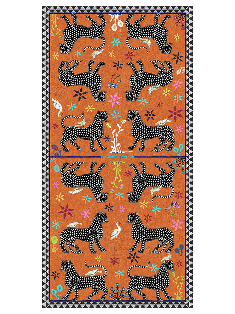 Mosaico Sciarpa di Seta Arancia 200x100cm