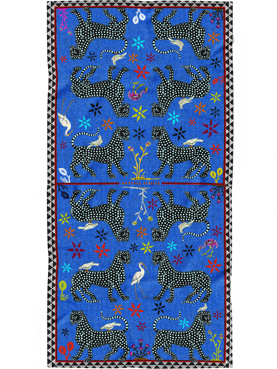 Mosaic Silk Scarf Blu Negativo 200x100cm