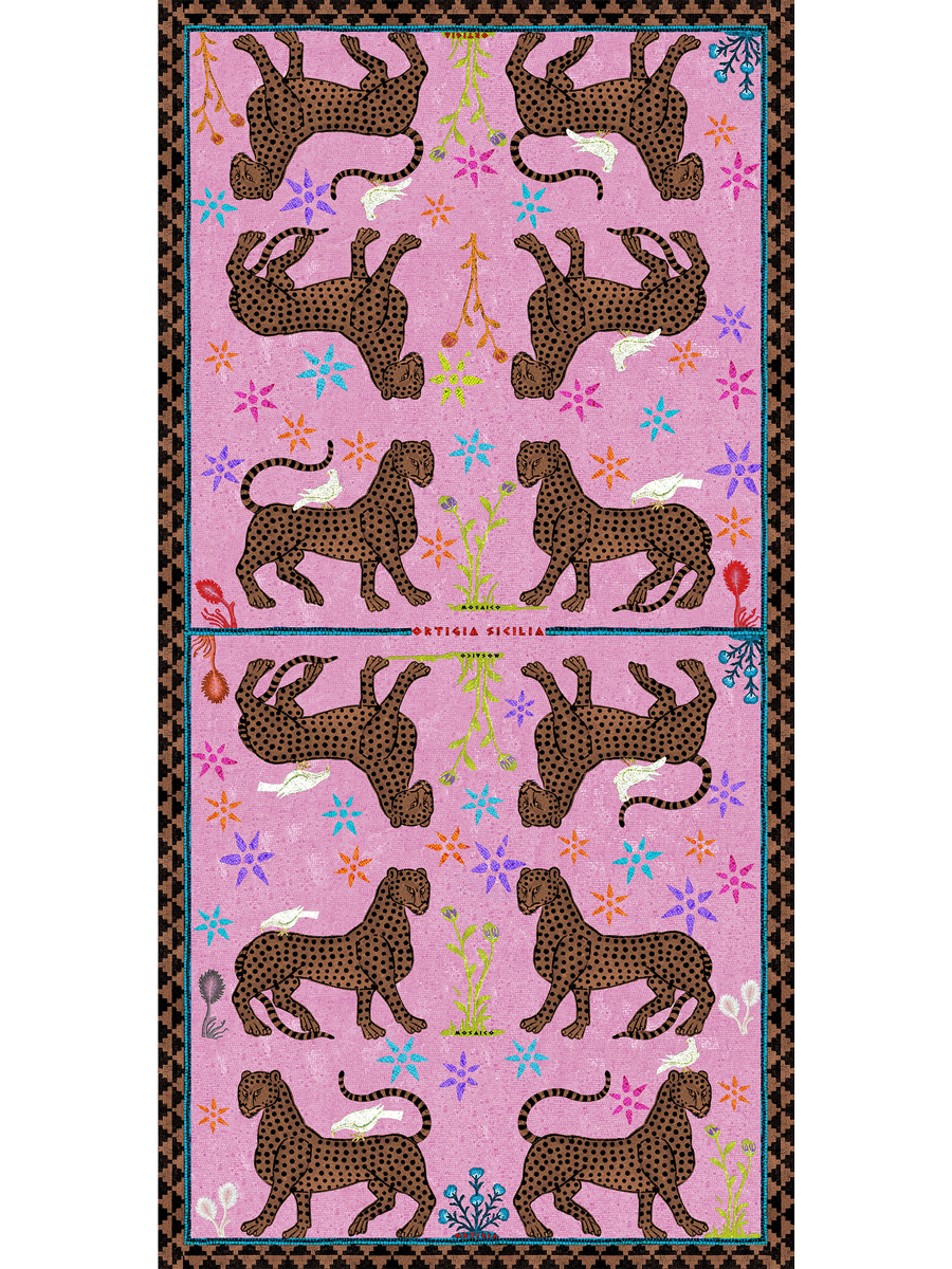Mosaico Sciarpa di Seta Rosa 200x100cm