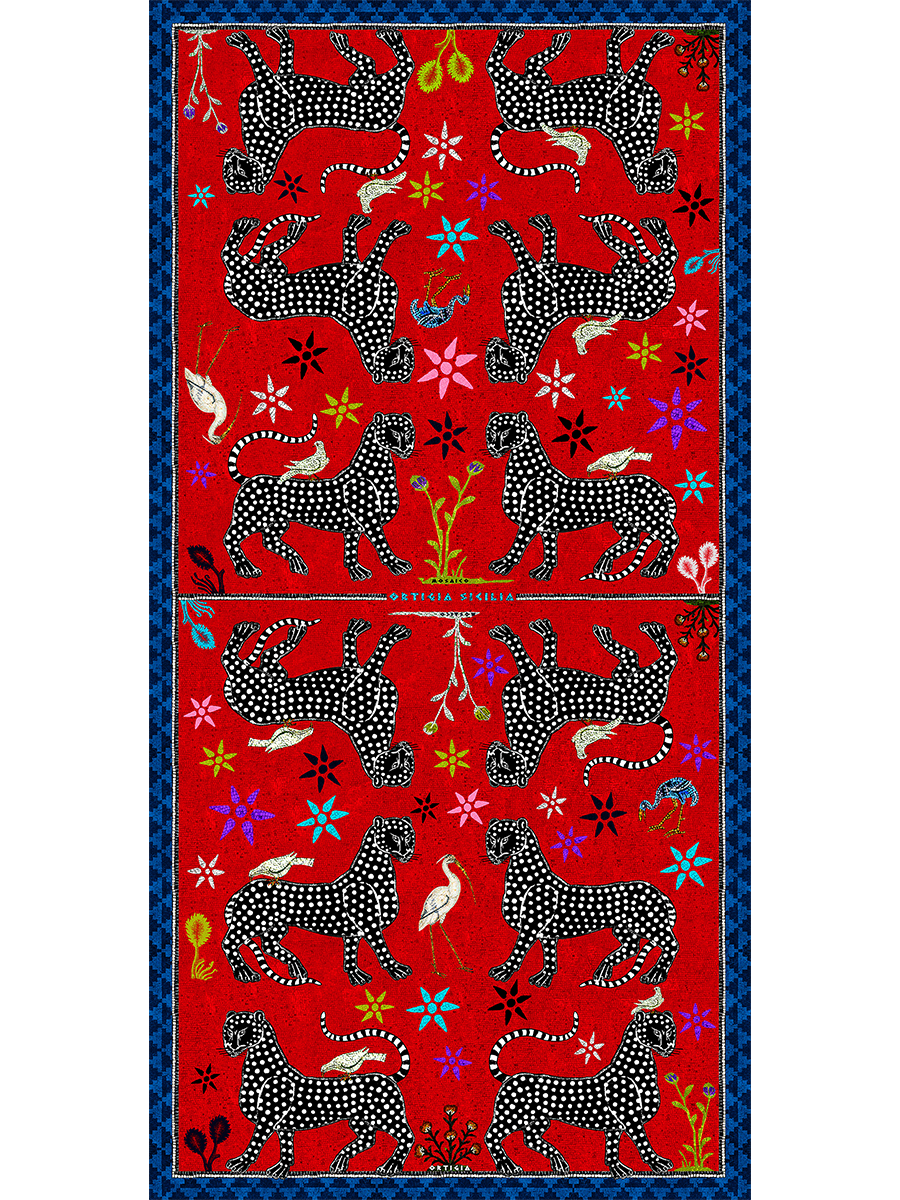 Mosaico Sciarpa Misto Cashmere Rosso 200x100cm